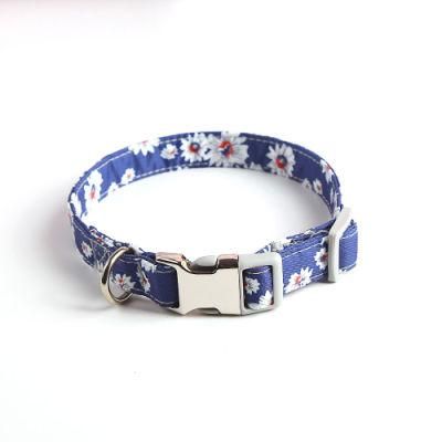 Soft Personalized Small Medium Large Dogs Puppy Cute Floral Pattern Custom Name Plate Pet Collar