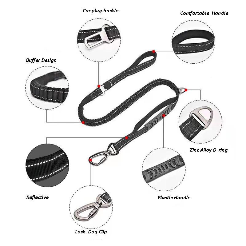 Custom Heavy Duty Pet Training Safety Mixed Colors Dog Lead Reflective Nylon Bungee Tactical Dog Leash
