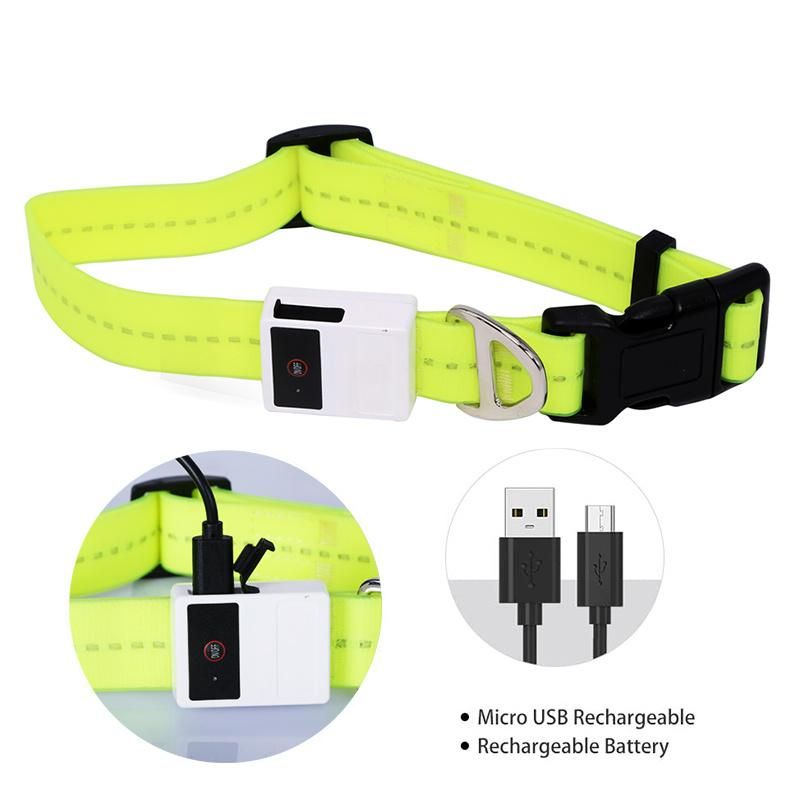 Adjustable Waterproof LED Webbing, Replaceable Battery, 3 LED Flashing Mode, Soft PVC Pet Necklace, Glowing at Night, Safe & Durable LED Dog Collar