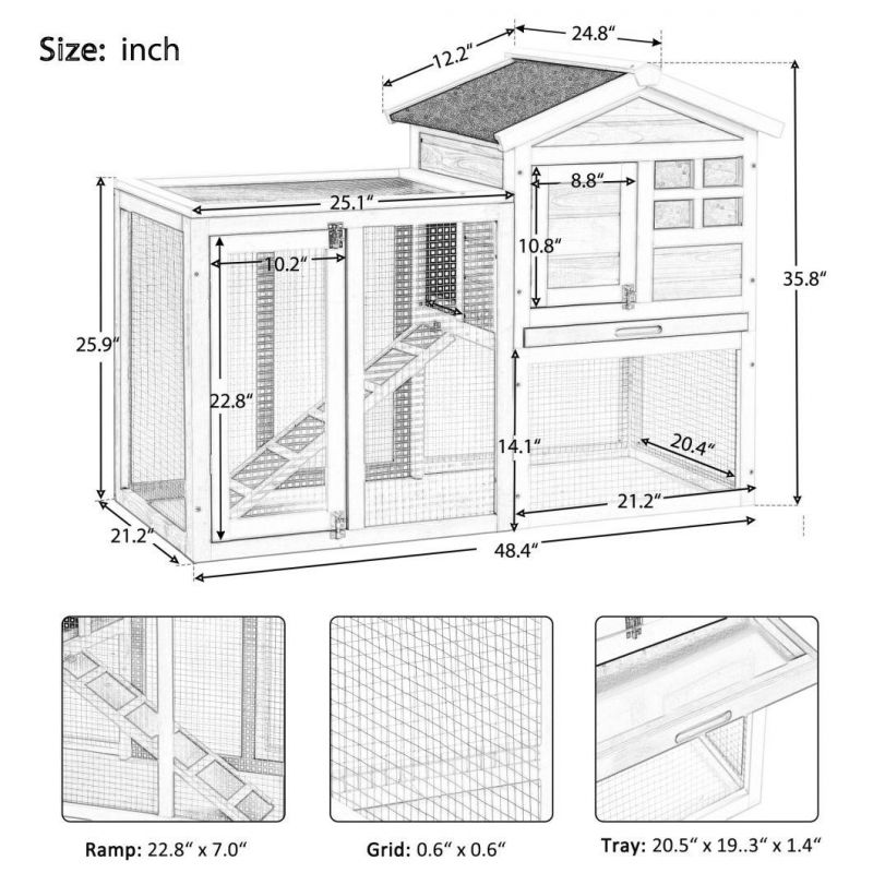 Wooden Rabbit Kennel Warm Outdoor Indoor Wooden Rabbit Cage Rabbit Kennel Rabbit House Pet Villa