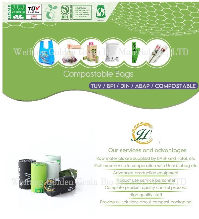 100% Compostable Plastic Free Doggy Dispenser Poop Bag Corn Starch PLA Pbat Biodegradable Pet Waste Bags