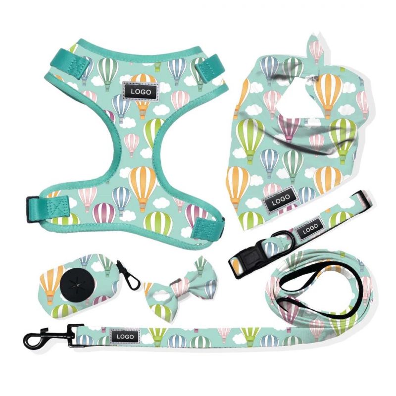 Wholesale Dog Fashion Collar Custom Print Dog Harness Leash Adjustbale Pet Harness
