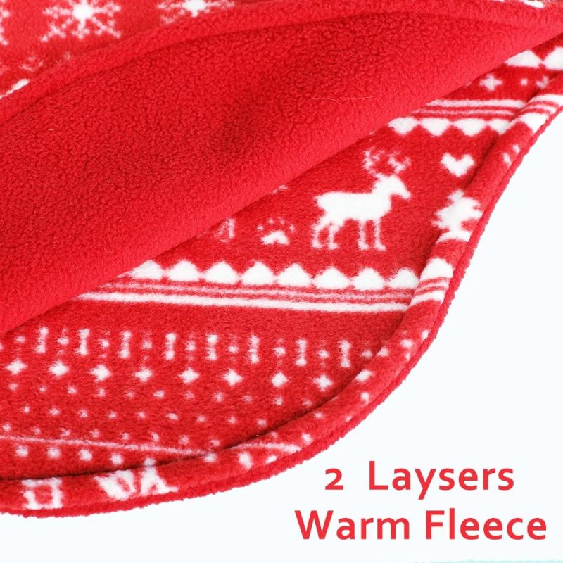 Classic Christmas Pattern Reversible Wear Pet Polar Fleece Jacket Dog Winter Warm Outwear Dog Adjustable Freely Fleece Clothes