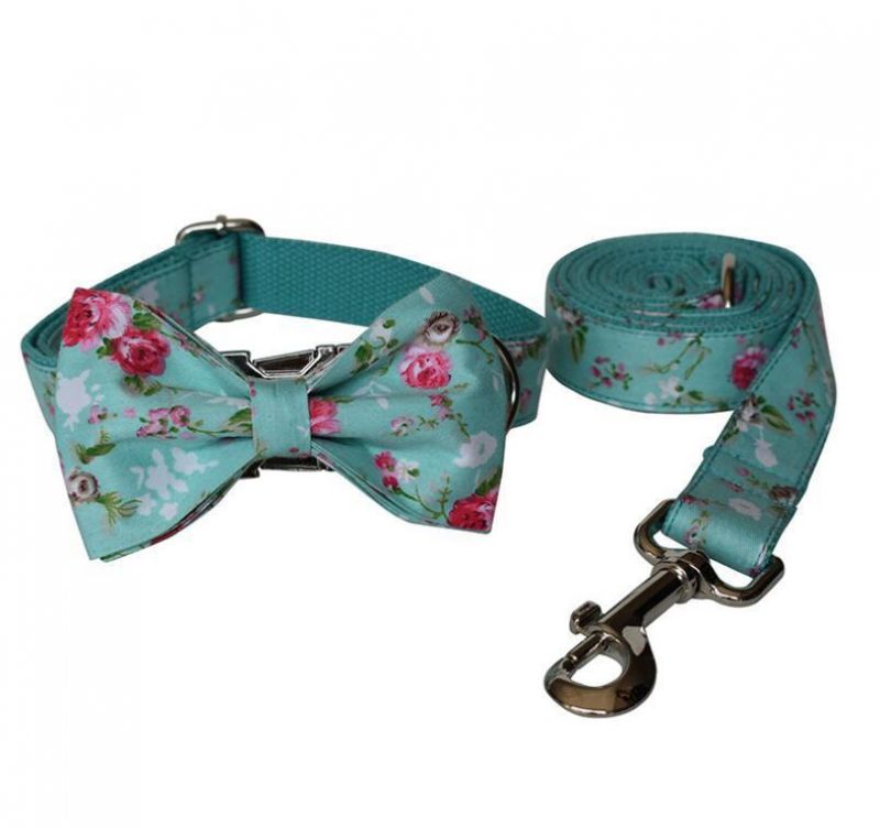 Green Rose Soft Poly Cotton Dog Collar