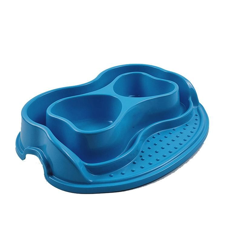 Blue Caring Pet Bowl Double Grid Dog Bowl Pet Food Bowl Large Melamine Two Grid Cat and Dog Feeding Bowl Luxury