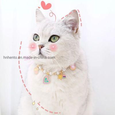 Pearl Bells Collar Adjustable Cat Rabbit Birthday Dog Pendant Chain Necklace Bow Pet Accessories