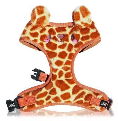 2022 Newest Winter Fur Fuzzy Animal Giraffe Bear Cartoon Look Luxury Customized Adjustable Dog Harness Manufacturers