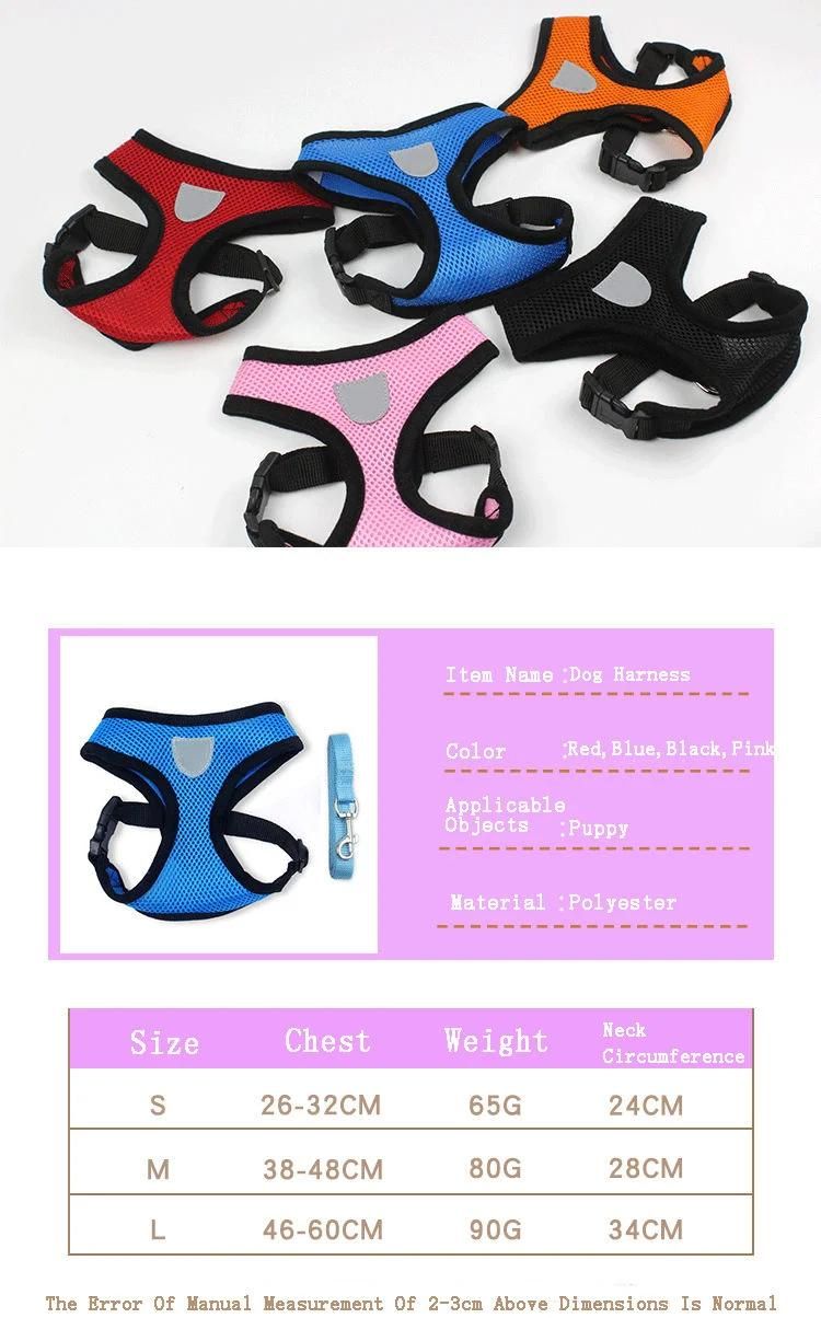 2021 OEM Dog Harnesses, Soft Mesh Neoprene Chest Strap Suit Harness with Leash Rope Set