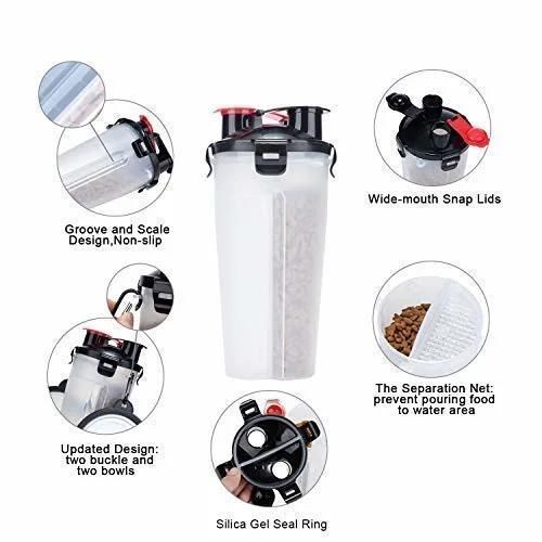 Chamber Storage Container Pet Dog Articles Water Pot Pet Outdoors Two Water Food Cups with Portable Silica Gel Folding Dog Bowl
