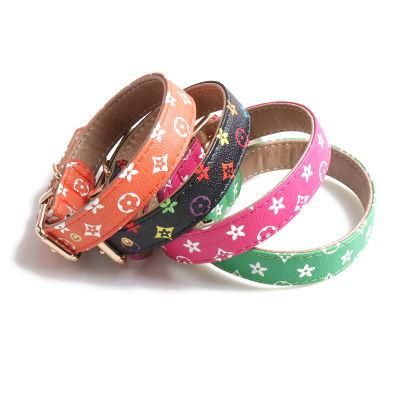 Custom Personalized Leather Pet Collar Supplies Wholesale PU Leather Waterproof Luxury Dog Collar Leash