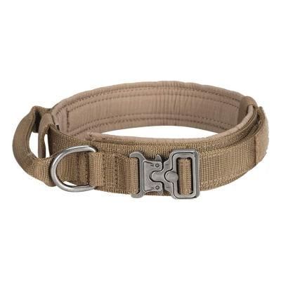 Heavy Duty Metal Buckle Tactical Dog Collar with Easy Control Handle, Neoprene Padded Dog Collar with Quick Release Tactical Metal Buckle