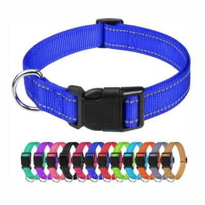 Adjustable Safety Nylon Collars, Reflective Dog Collar with Buckle