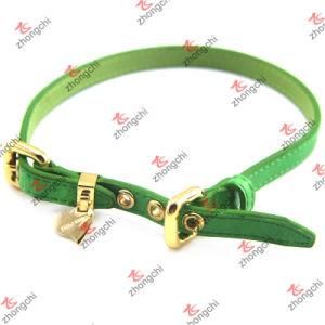 Fashion Green Leather Pet Collar with Gold Charms (PC15121411)