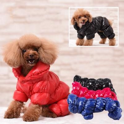 Fashion Solid Color Cotton Winter Warm High Collar Padded Pet Down Jackets Dog Clothes