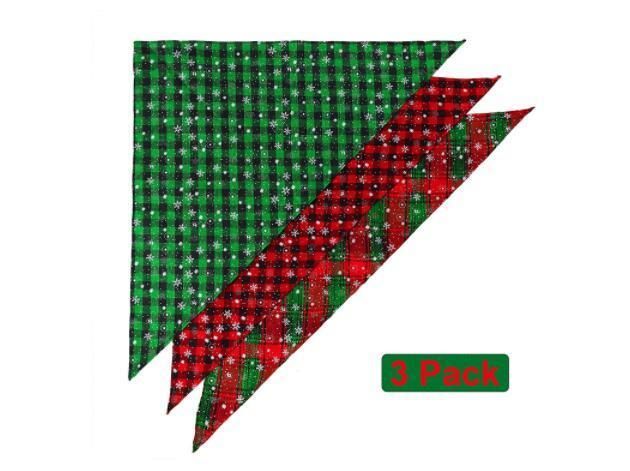 Christmas Dog Bandanas Buffalo Plaid Pet Triangle Scarf Dog Cat Bibs Kerchief Accessories