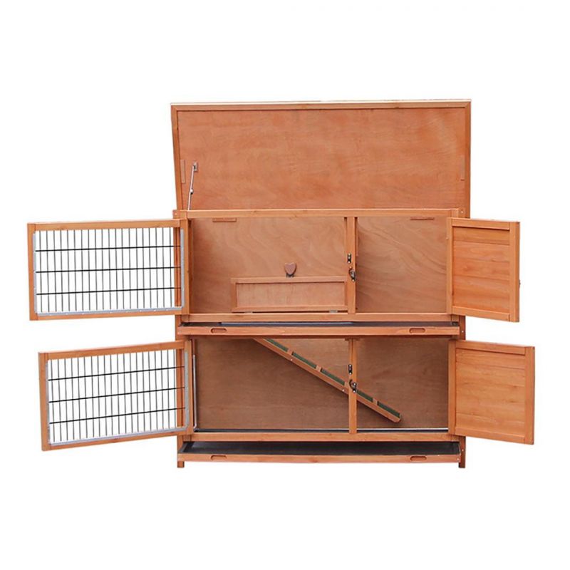 Hot Sale Waterproof Wooden Rabbit Coop Breathable Two Storeys Home Premium Wooden Pet House