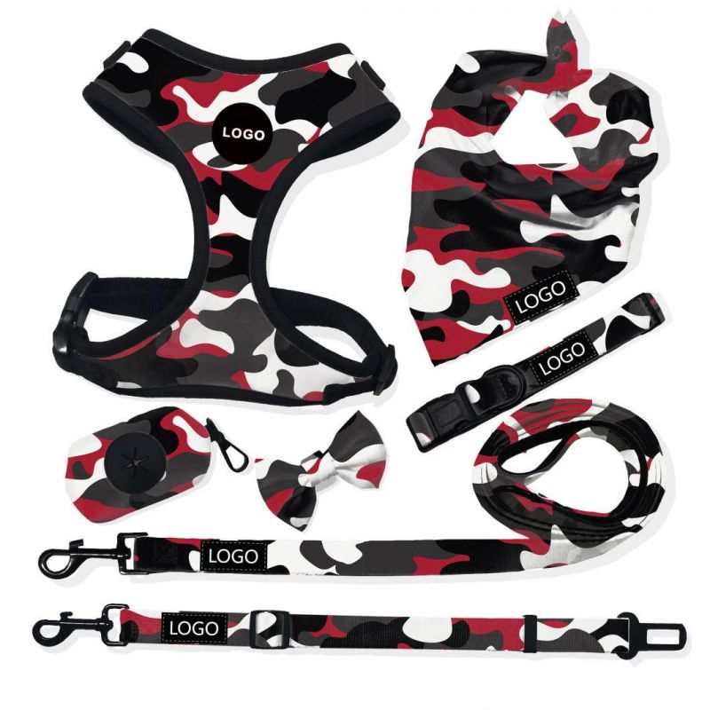 6 in Set Dog Harness Set Amazon Hot Selling Dog Collar Dog Accessories Bow Tie Poop Pag