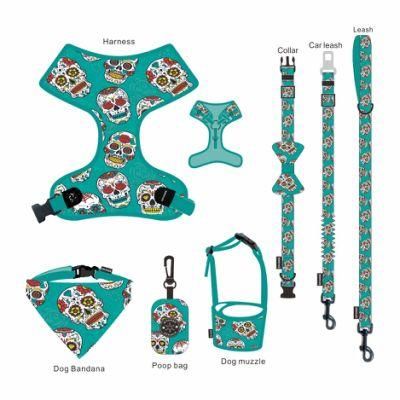 Amazon Top Seller Custom Soft Pet Vest Adjustable Designer Dog Harness Leash Collar Set