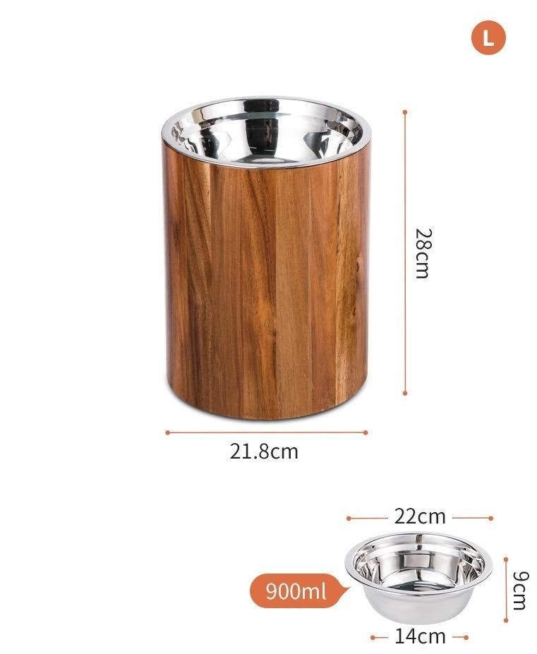 Raised Pet Bowl for Serving Food/Water with Acacia Wood Stand