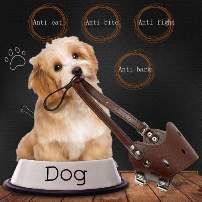PU Leather Pet Products Adjustable Prevent Bite Pet Mask Dog Muzzle Dog Outdoor Pet Products
