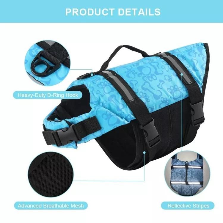 Dog Life Jackets Reflective Adjustable Preserver Vest for Swimming