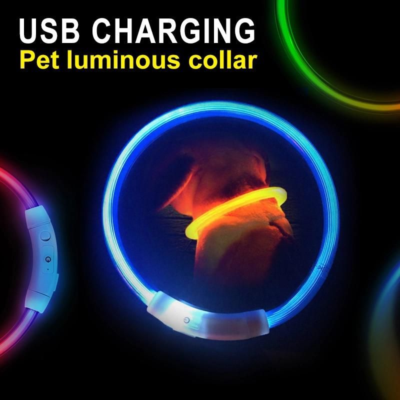 LED USB Pet Collar Night Dog Collars Glowing Luminous Rechargeable LED Collar