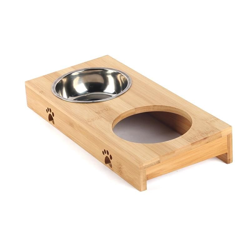 Double Pet Food Bowl Raised Stand Comes with Extra Two Stainless Steel Dog Bowls