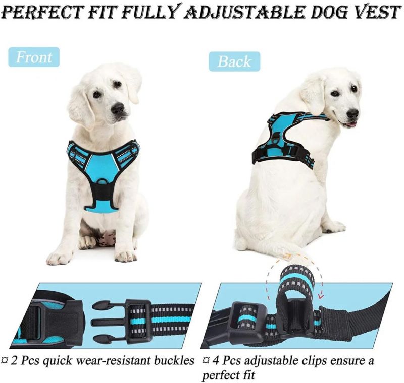 Reflective Dog Vest Front/Back Leash Clips and Easy Control Handle
