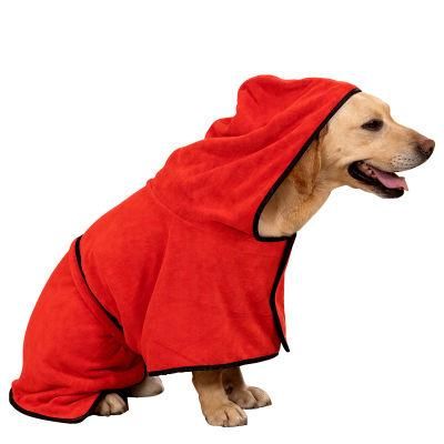 Quickly Dry Absorbent Microfiber Dog Towel Robe with Hood and Belt