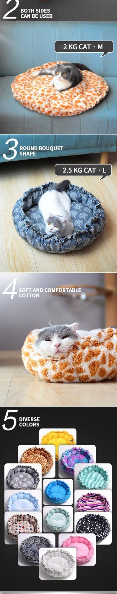 Latest Promotion Price Luxury Round Drawstring Pet Sofa Mattress Cotton Printed Linen Dog Mat Bed