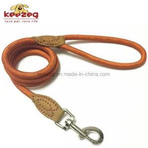 High Quality Hand Made Nylon/ Durable Cow Leather Dog Rope Leash (KC0109)