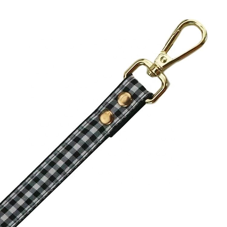 Best Selling Tweed Plaid Leather Black Pet Dog Leash