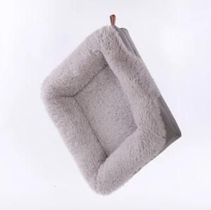 Cuddler Pet Bed Quliting Velvet Dog Beds Gray Brown Color Soft Warm Large to Small Size Modern Style Calming Bed