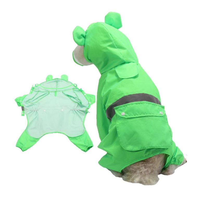 Wholesale Custom Waterproof Large Dog Rain Coat Jacket Reflective Adjustable Pet Dog Raincoat with Hood