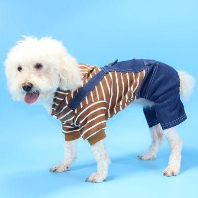 Pet Clothes Stripe Jeans Stripe Dog Four-Legged Suit