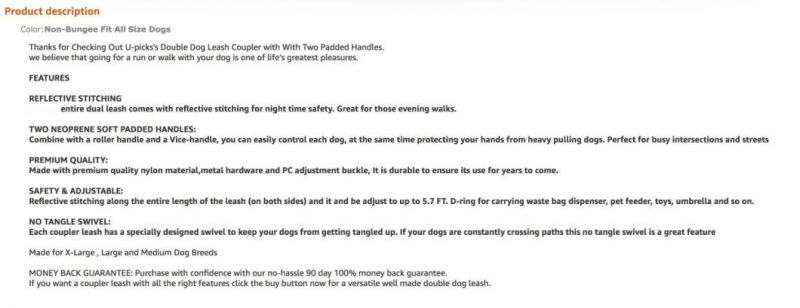 Good Quality Dog Leash with The Latest Design and Fit All Size Dogs