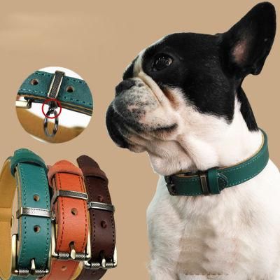 Fashion Dog Collars Custom Adjustable PU Leather Durable Dog Collar Waterproof Classic Vegan Genuine Leather Dog Collar
