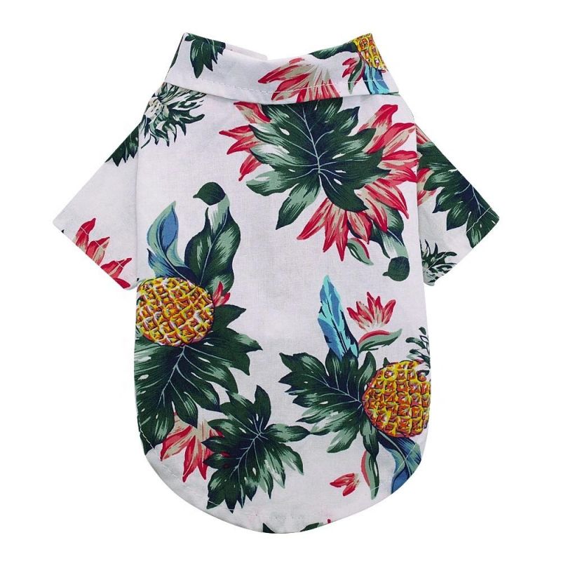 Hawaiian Style Cotton Printed Pet T-Shirt Dog Clothes Summer for Small Medium Dogs Cats