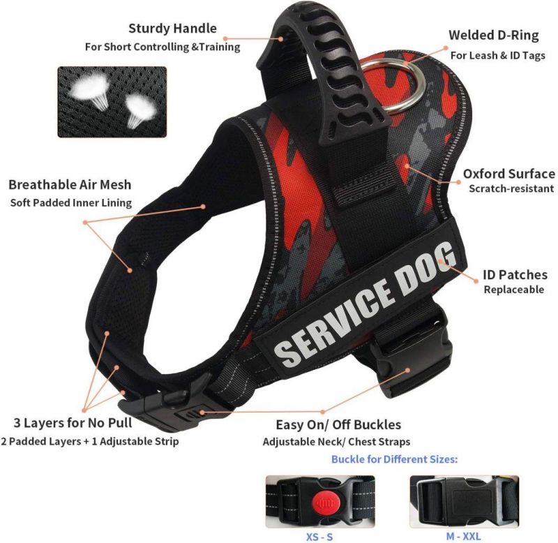 Spupps Red Camo Color Service Dog in Training Vest with Removable & Changeable Customized Patch
