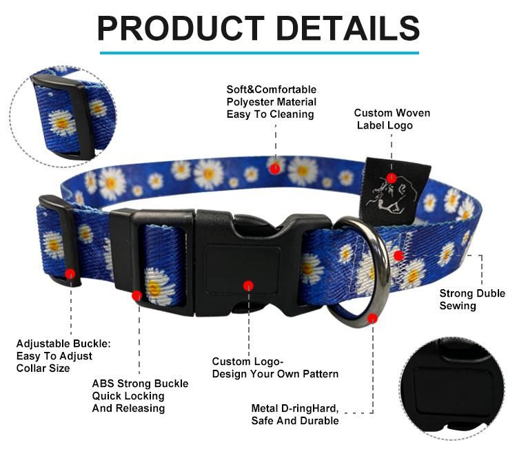 New Adjustable Flower Design Dog Puppy Collar and Lead Leash Set