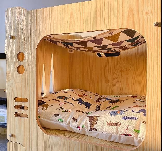 Wooden Pet Furniture Stackable Multifunctional Cat House