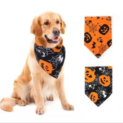 Halloween Triangle Pet Scarf Pumpkin Ghost Pets Bibs Accessories Dog Bandanas