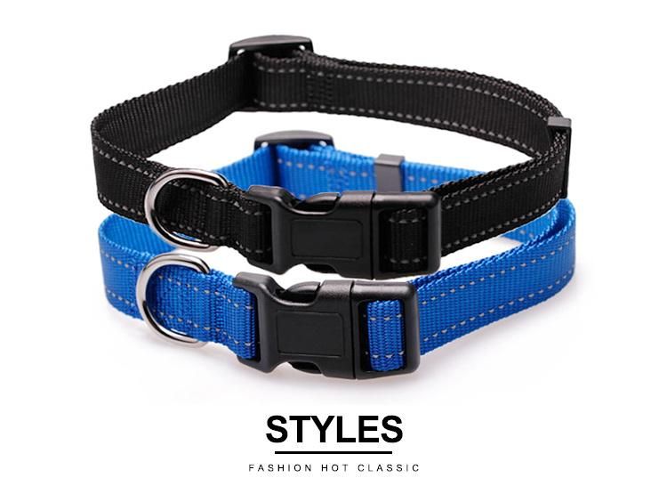 Wholesale Luxury Large Pet Neck Collar Heavy Duty Reflective Custom Adjustable Nylon Dog Collar