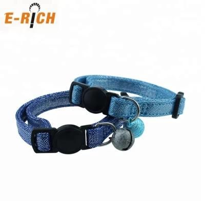 Hot Sale Bling Inflatable Cat Collar PU Breakaway Leather Pet Trainer Collar with Bling Bell