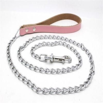 Hands Free Dog Leash Strong Metal Chain Leather Gog Leash