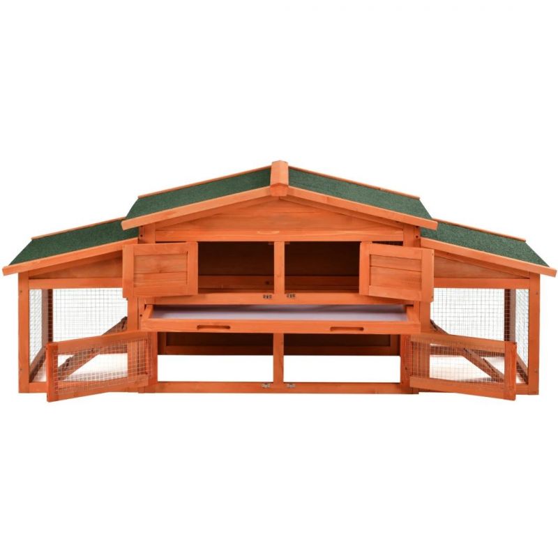 70 Inch Two-Layer Outdoor Multifunctional Wooden Chicken Housefor Small Animals with 2 Run Play Area