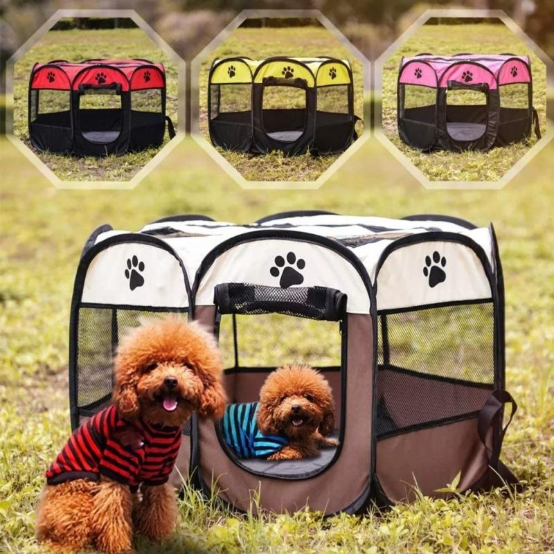 Oxford Fabric Washable Portable Folding Pet Octagonal Playpen Fence Tent with Carrying Bag