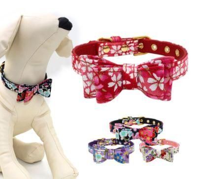 Metal Rose Gold Release Buckle Adjustable Dog Collars Bow Tie Collares/Colored Custom/2021 OEM Customize a Set of Leash Adjustable Dog Collar