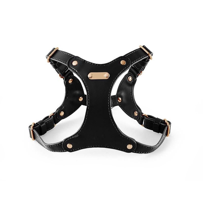 Wholesale New Pet Products Designer Stocked Personalized Luxury Vegan Leather Dog Harness