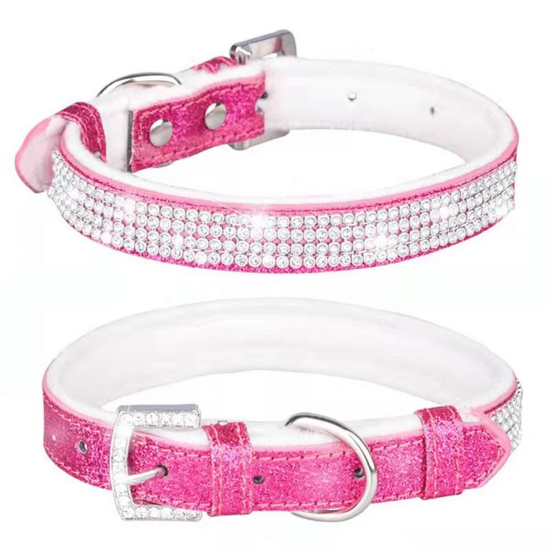 Flash Powder Coating PU Pet Collar with Soft Fleece Inside Dog Collar